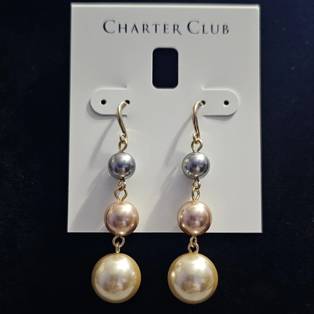 NWT Charter Club pearl‎ drop earrings